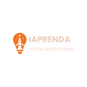 logo da empresa IAprenda com uma imagem de uma lâmpada laranja com uma imagem de um foguete dentro da lâmpada